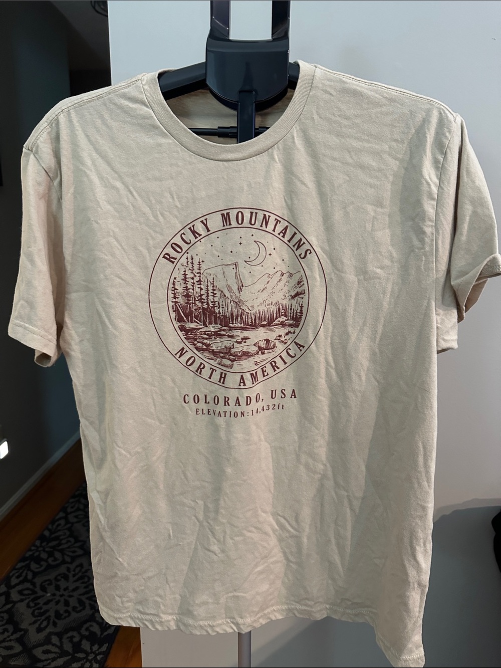 Rocky Mountains Graphic Tee - Beige with Maroon Print